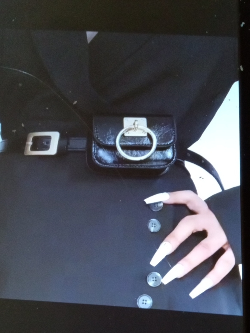 Women's Black Mini Belt Bag with Gold Ring Accent